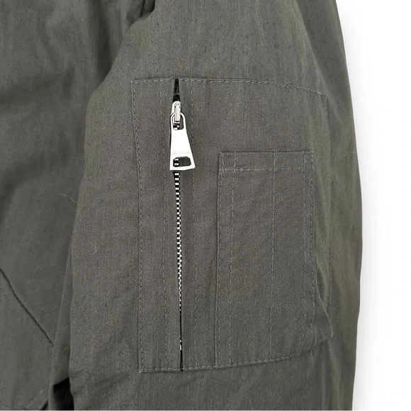 Division Upcycled Oversized Split Bomber Jacket - Sand & Gray sz XL